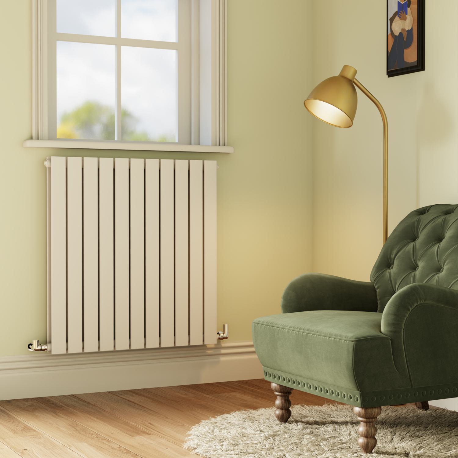 Riace  Horizontal Flat Designer Radiator 800X748mm Double Panel 3628 Btu HD11-800-WCF