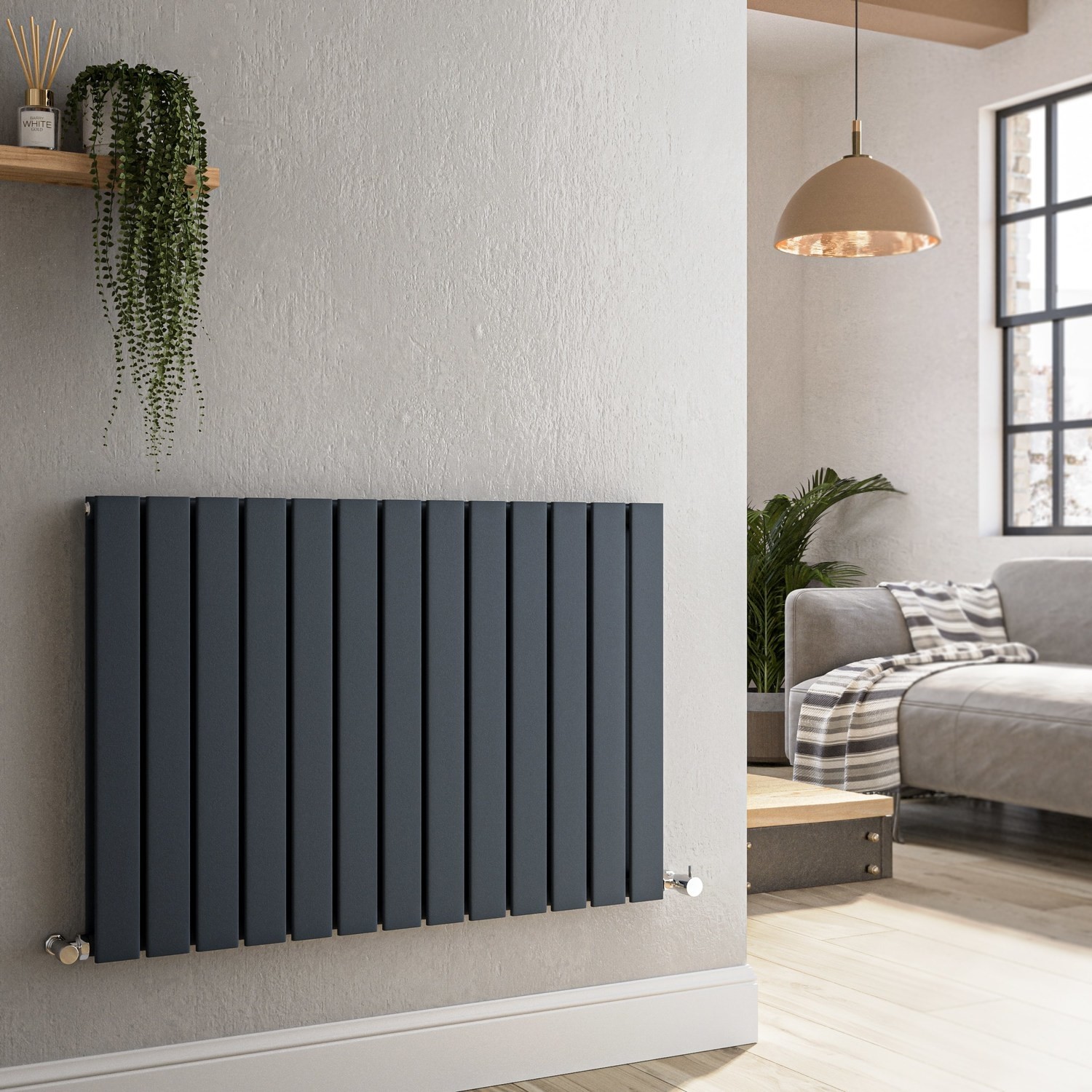 Riace  Horizontal Flat Designer Radiator 600X884mm Double Panel 3342 Btu HD13-600-DGCF