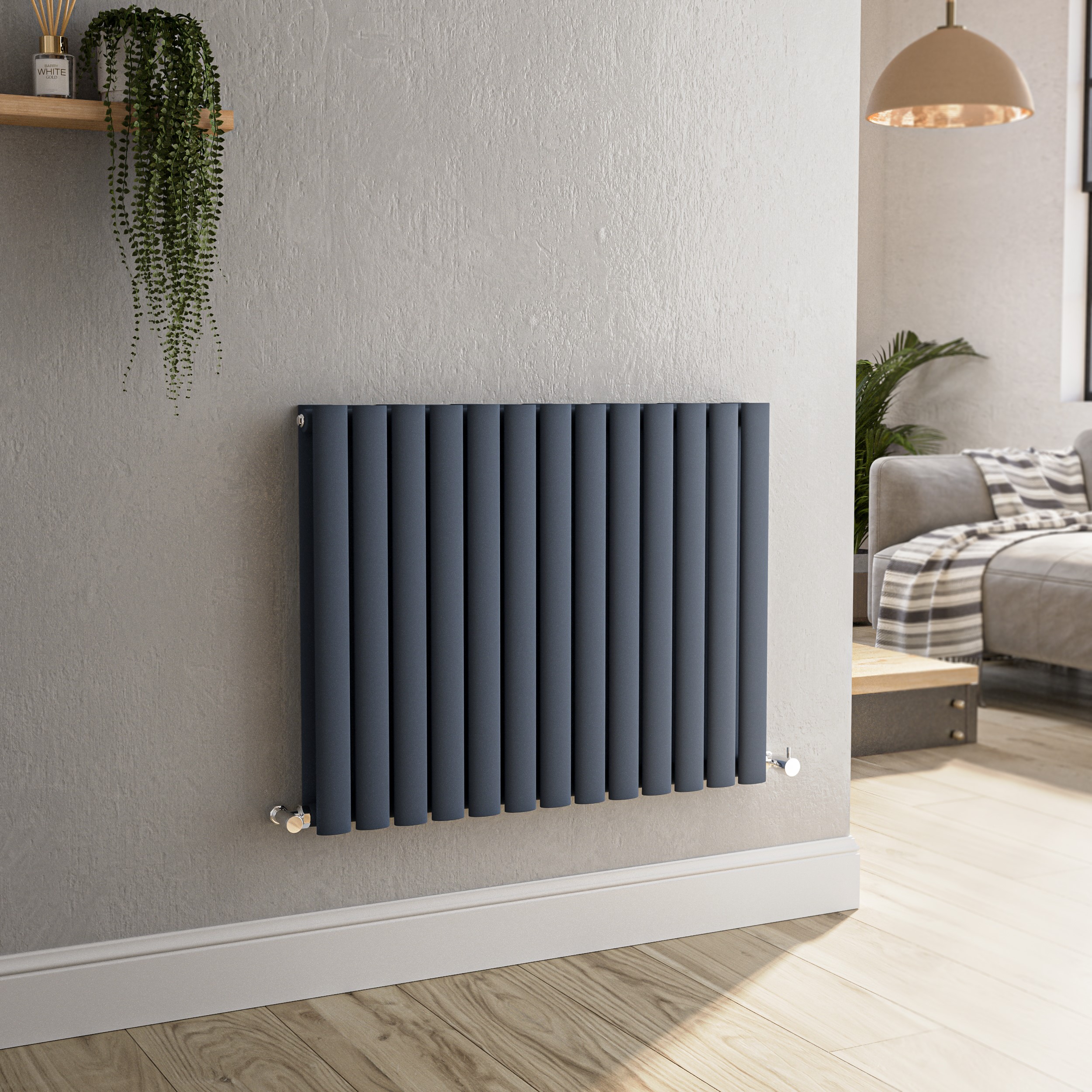 Sorrento  Horizontal Oval Designer Radiator 600X767mm Double Panel 3119 Btu HD13-600-DGCO
