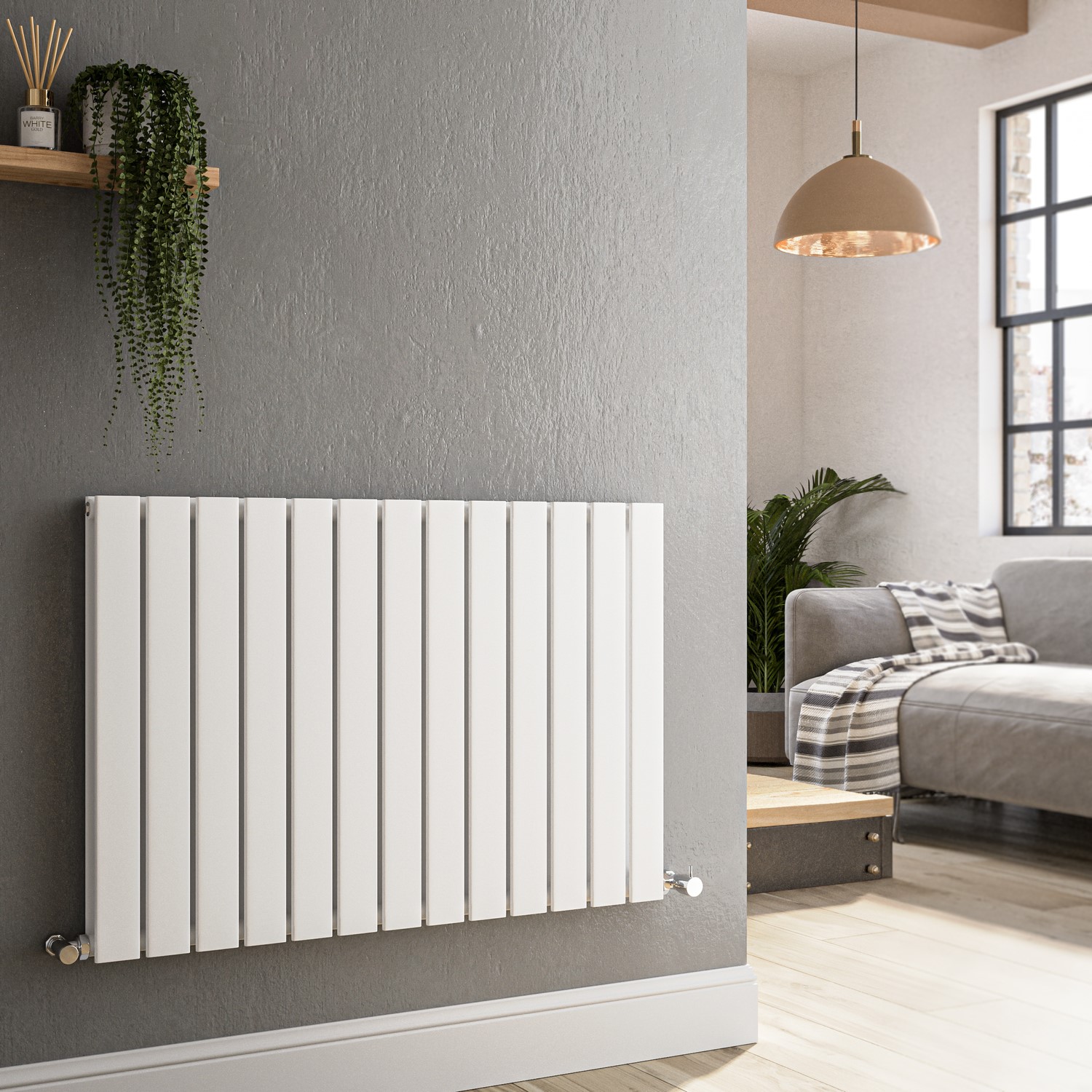 Riace  Horizontal Flat Designer Radiator 600X884mm Double Panel 3342 Btu HD13-600-WCF