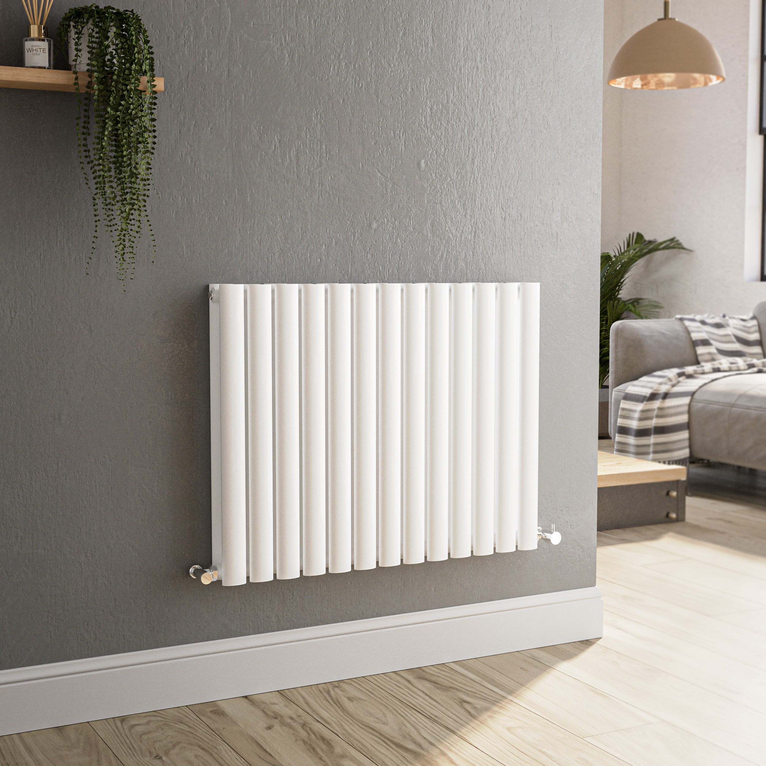 Sorrento  Horizontal Oval Designer Radiator 600X767mm Double Panel 3119 Btu HD13-600-WCO