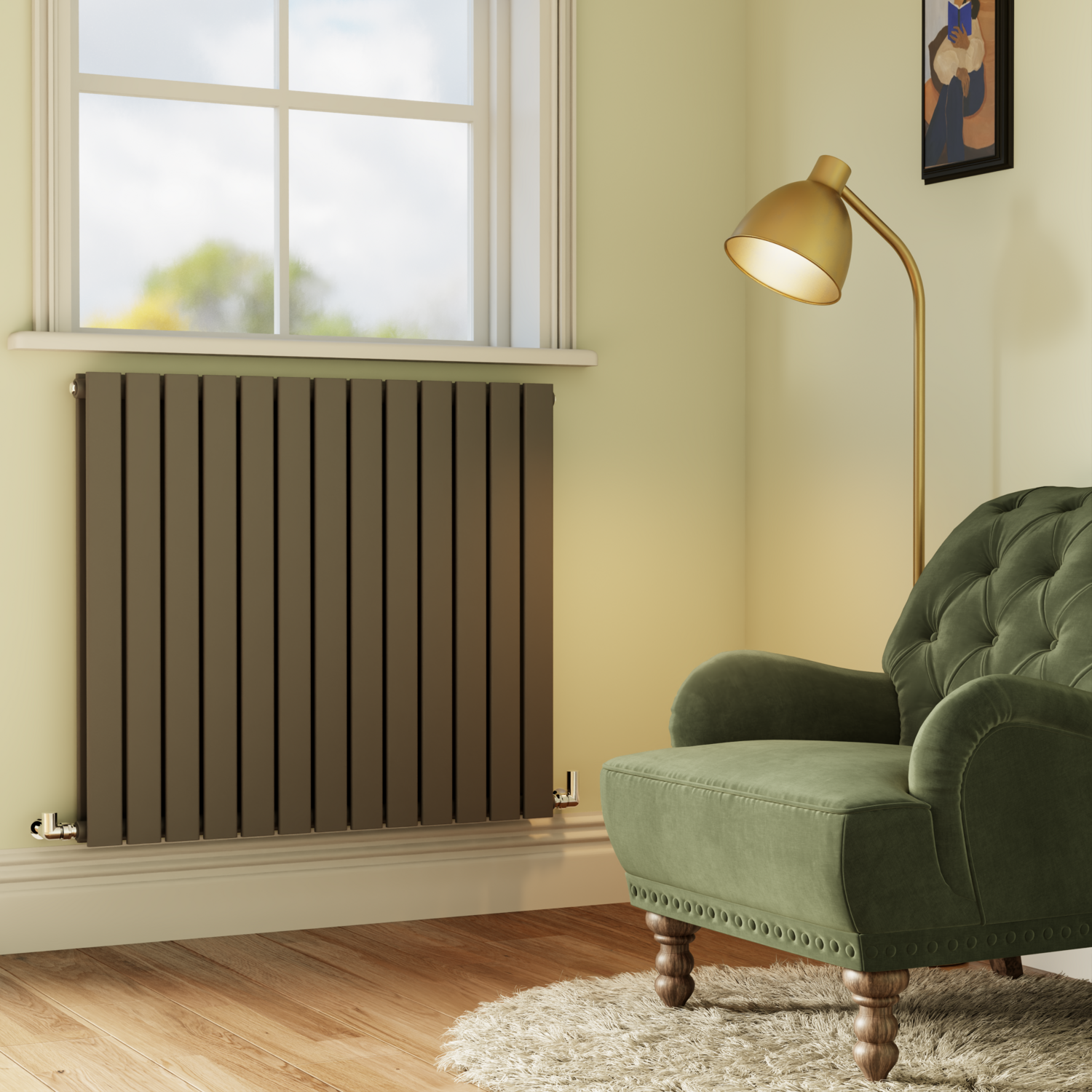 Horizontal Flat Designer Radiator 800x884mm Double Panel 4286 BTU
