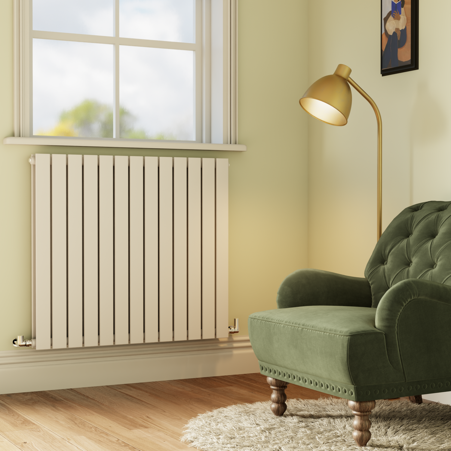 Riace  Horizontal Flat Designer Radiator 800X884mm Double Panel 4286 Btu HD13-800-WCF