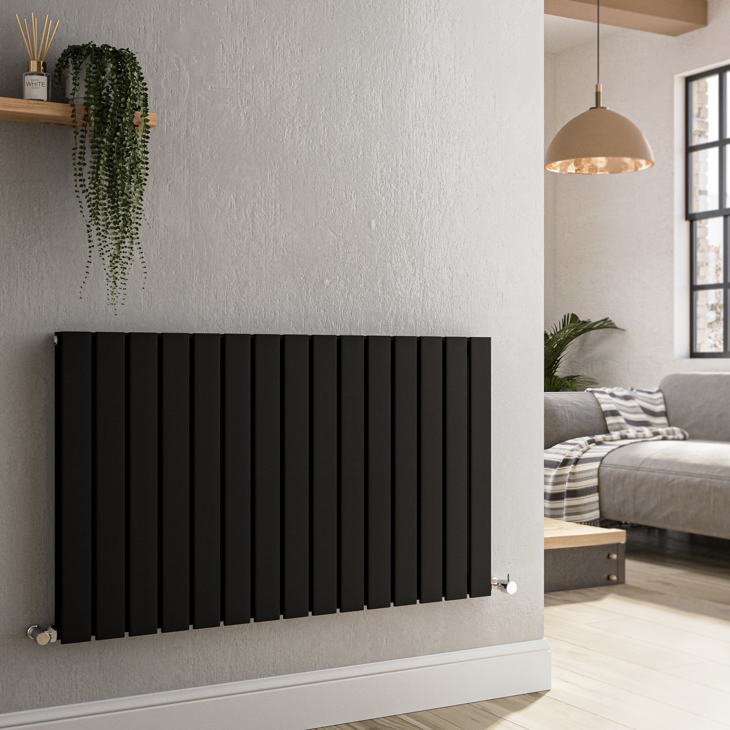 Midnight Horizontal Flat Designer Radiator 600x1020mm Double Panel 3856 BTU