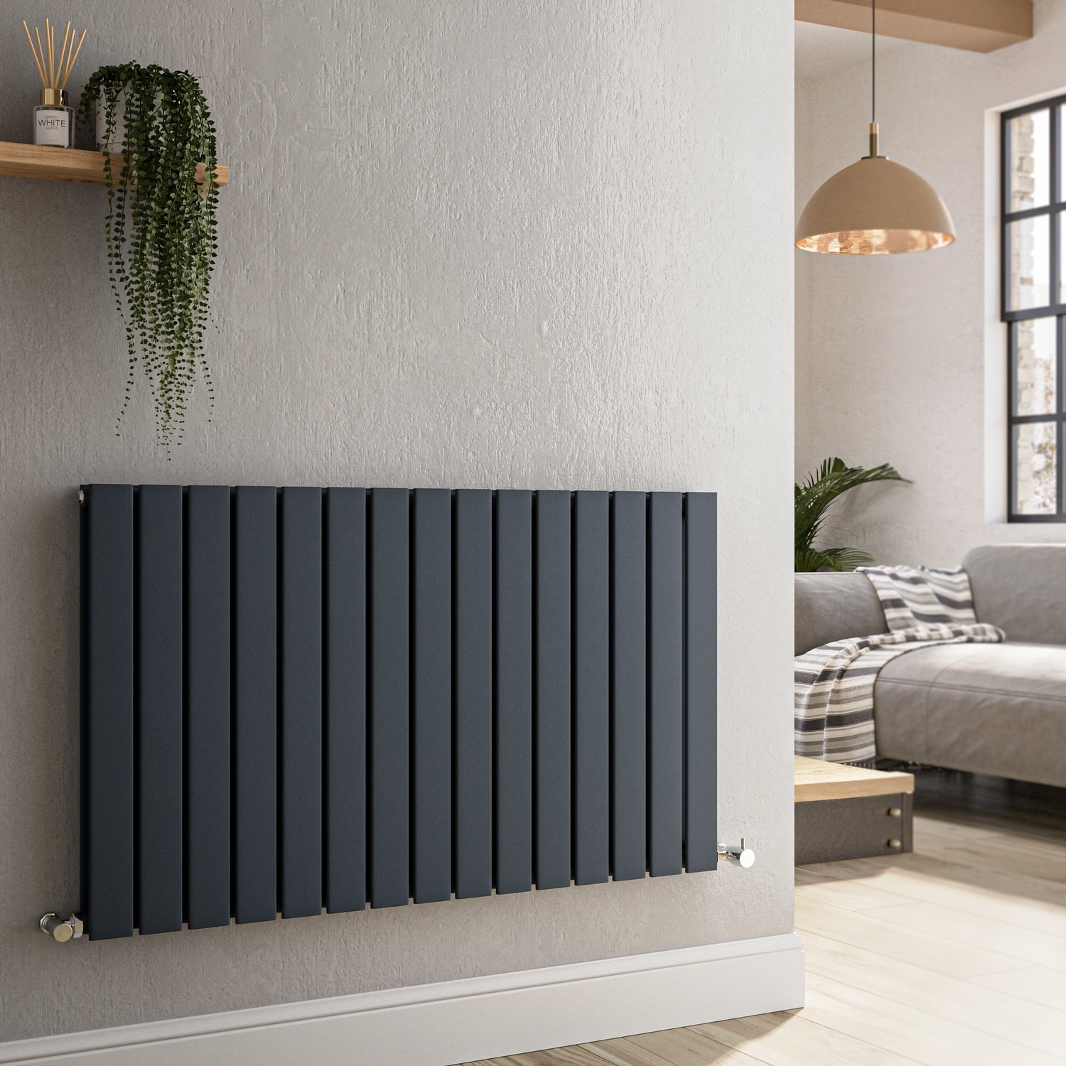 Horizontal Flat Designer Radiator 600x1020mm Double Panel 3856 BTU