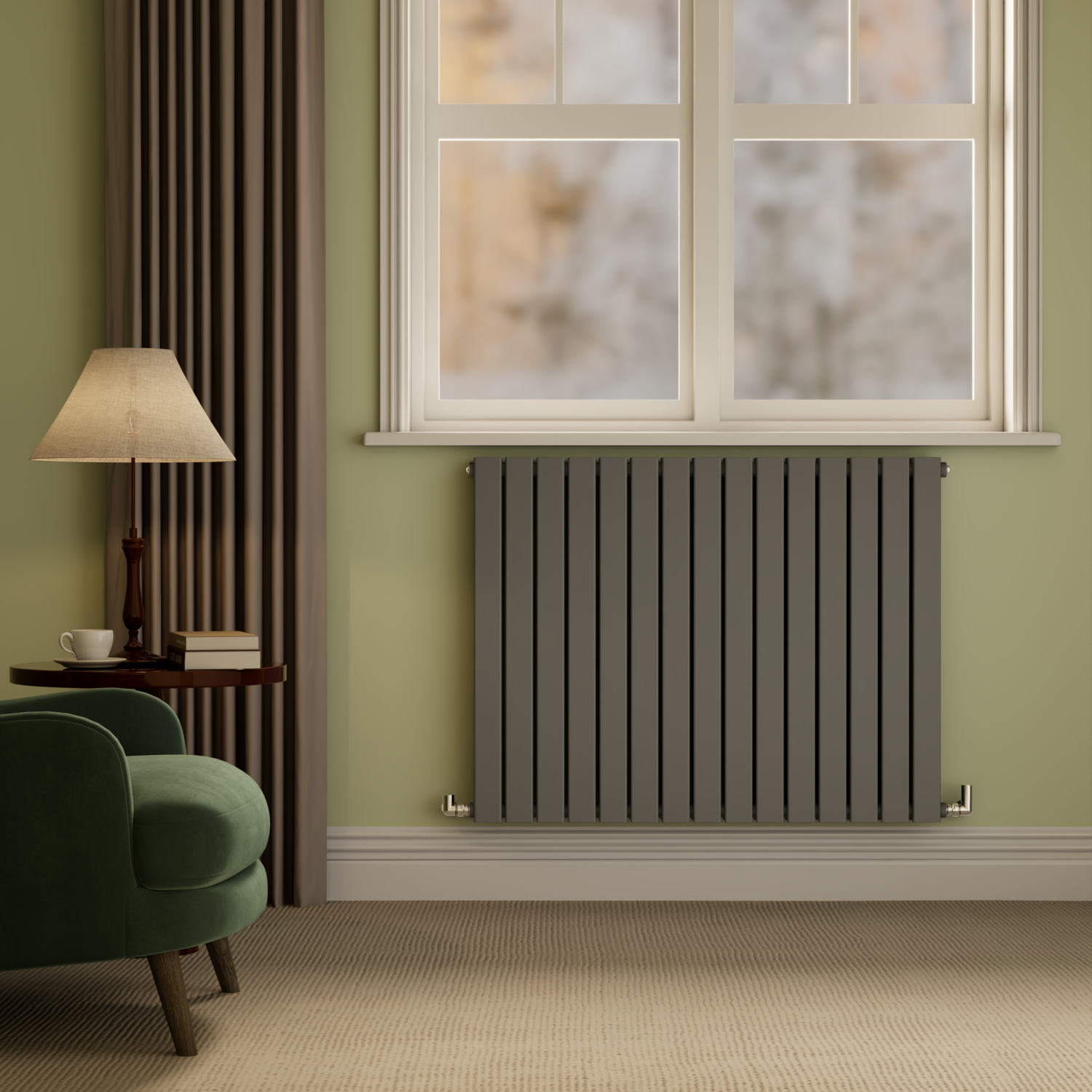 Riace  Horizontal Flat Designer Radiator 800X1020mm Double Panel 4948 Btu HD15-800-DGCF