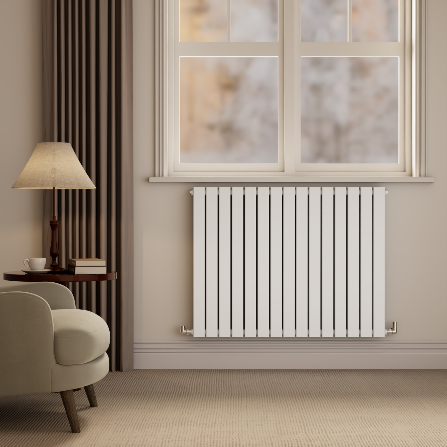 Riace  Horizontal Flat Designer Radiator 800X1020mm Double Panel 4948 Btu HD15-800-WCF
