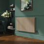 Riace Beige grey Horizontal Flat Designer Radiator 600x1156mm Double Panel 4370 BTU