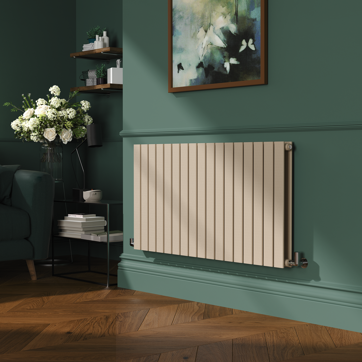 Cleopatra Horizontal Flat Designer Radiator 600x1156mm Double Panel 4370 BTU