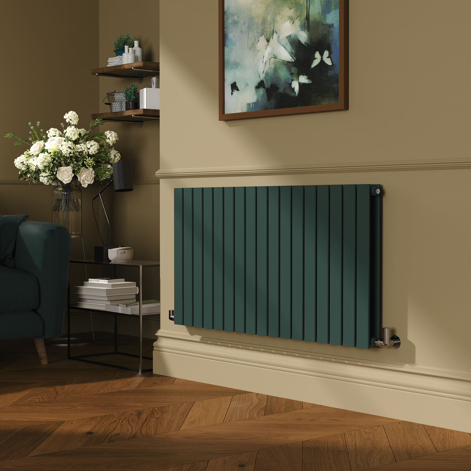 Evergreen Horizontal Flat Designer Radiator 600x1156mm Double Panel 4370 BTU