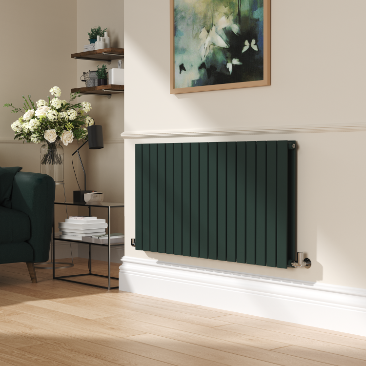 Riace Evergreen Horizontal Flat Designer Radiator 600x1156mm Double Panel 4370 BTU