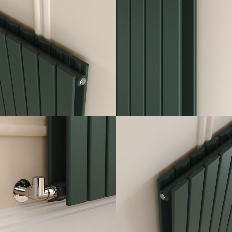 Riace Evergreen Horizontal Flat Designer Radiator 600x1156mm Double Panel 4370 BTU