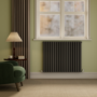 Sorrento Midnight Black Horizontal Oval Designer Radiator 800x1003mm Double Panel 4079 BTU
