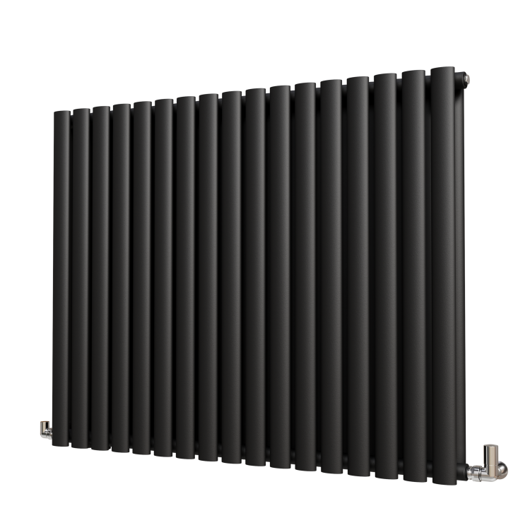 Sorrento Midnight Black Horizontal Oval Designer Radiator 800x1003mm Double Panel 4079 BTU