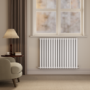Sorrento White Horizontal Oval Designer Radiator 800x1003mm Double Panel 4079 BTU