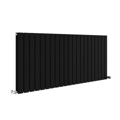 Refurbished - Riace Midnight Black Horizontal Flat Designer Radiator 600x1428mm Double Panel 5398 BTU
