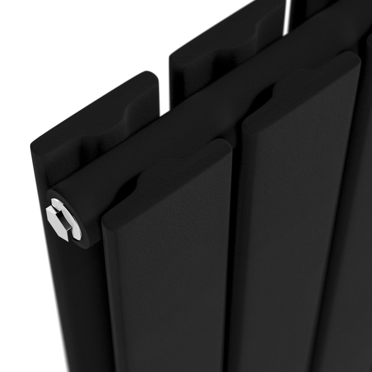 Refurbished - Riace Midnight Black Horizontal Flat Designer Radiator 600x1428mm Double Panel 5398 BTU