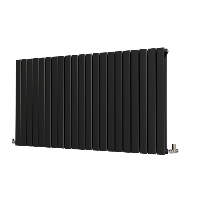 Riace Midnight Black Horizontal Flat Designer Radiator 800x1428mm Double Panel 6926 BTU