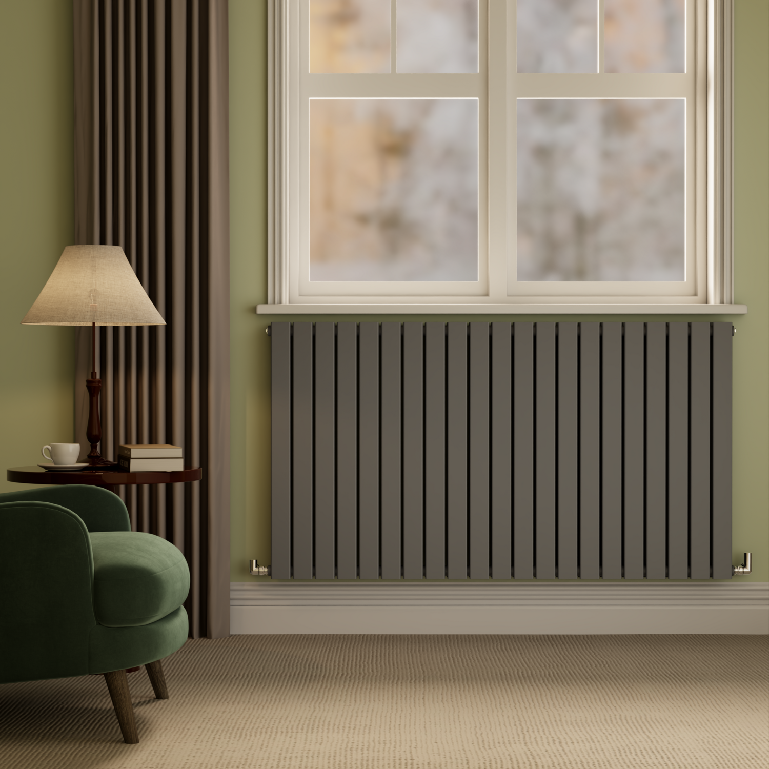Riace  Horizontal Flat Designer Radiator 800X1428mm Double Panel 6926 Btu HD21-800-DGCF