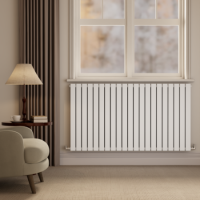 Riace White Horizontal Flat Designer Radiator 800x1428mm Double Panel 5398 BTU