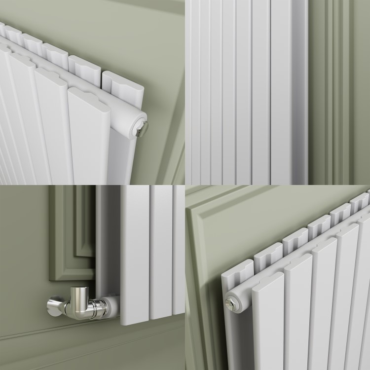 Riace White Horizontal Flat Designer Radiator 800x1428mm Double Panel 5398 BTU