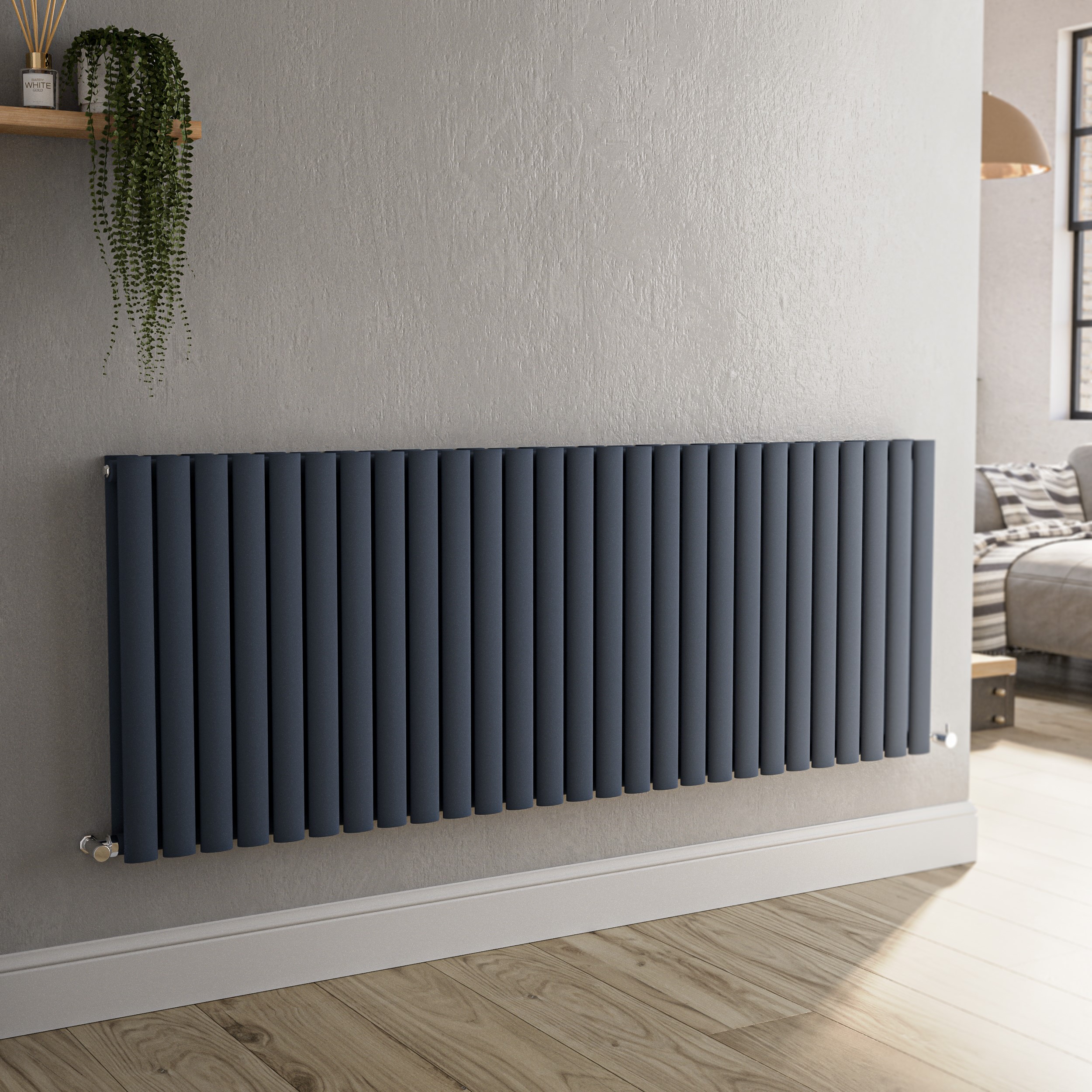Sorrento  Horizontal Oval Designer Radiator 600X1593mm Double Panel 6478 Btu HD27-600-DGCO
