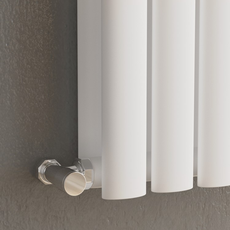GRADE A1 - Sorrento White Horizontal Oval Designer Radiator 600x1593mm Double Panel 6478 BTU