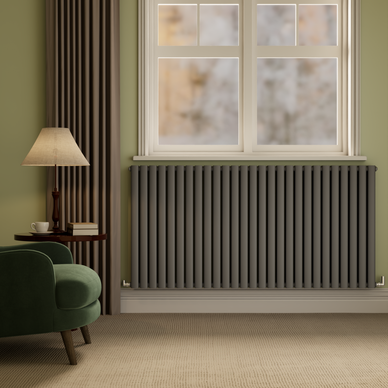 Sorrento  Horizontal Oval Designer Radiator 800X1593mm Double Panel 8218 Btu HD27-800-DGCO