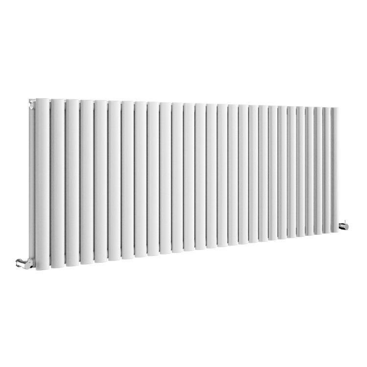 GRADE A1 - Sorrento White Horizontal Oval Designer Radiator 600x1593mm Double Panel 6478 BTU