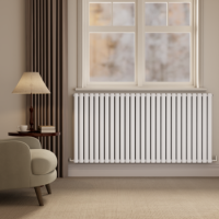Sorrento White Horizontal Oval Designer Radiator 800x1593mm Double Panel 6478 BTU