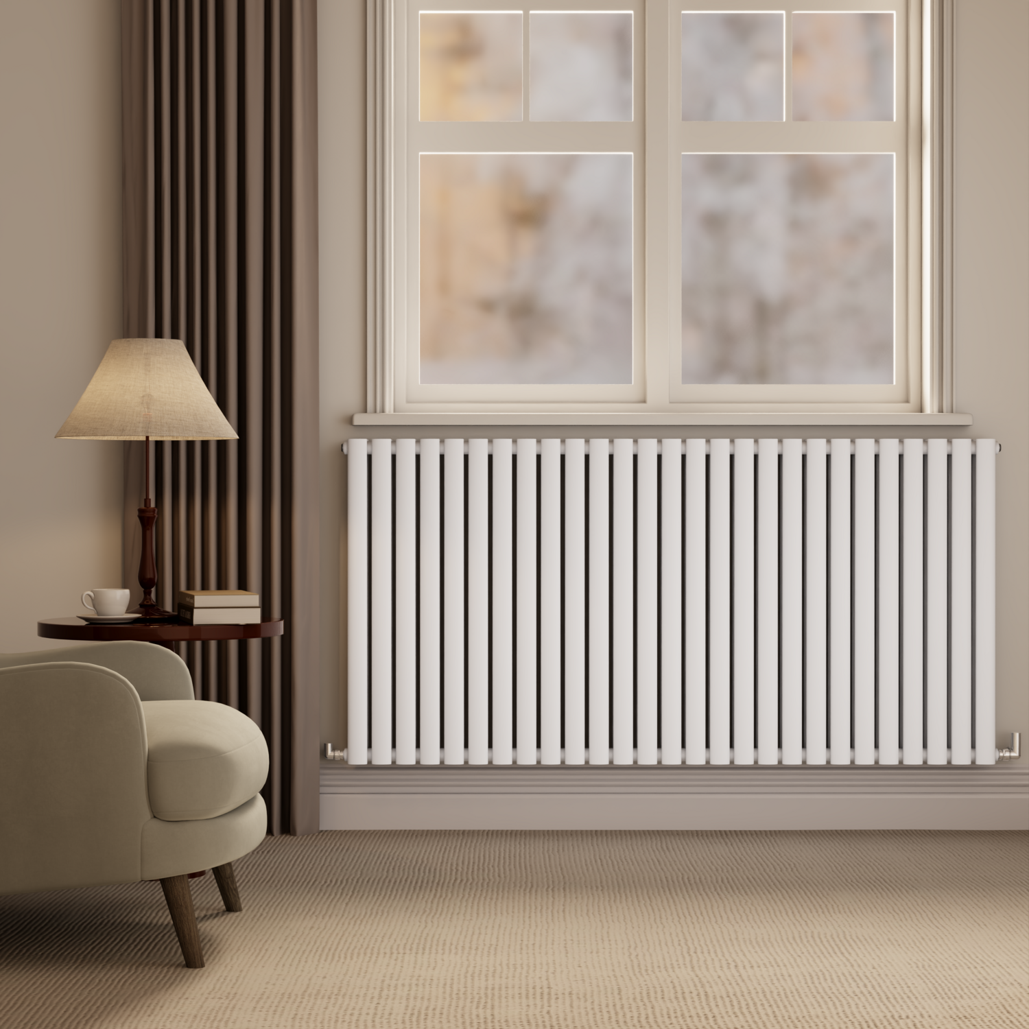 Sorrento  Horizontal Oval Designer Radiator 800X1593mm Double Panel 8218 Btu HD27-800-WCO