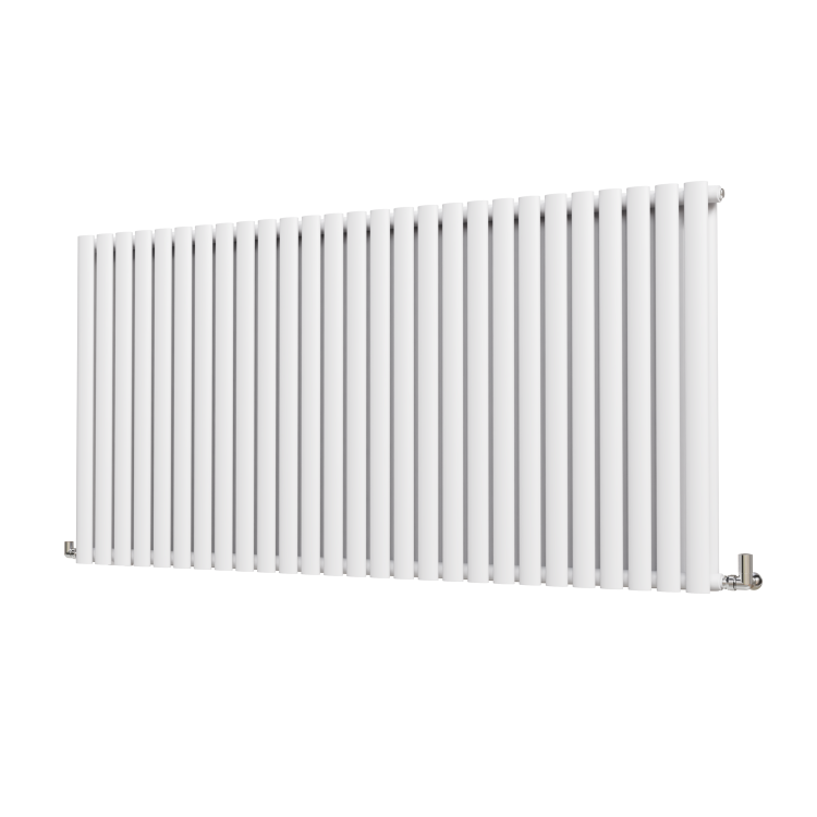 Sorrento White Horizontal Oval Designer Radiator 800x1593mm Double Panel 6478 BTU