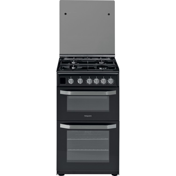 Hotpoint HD5G00CCBK 50cm Double Cavity Gas Cooker with Lid - Black