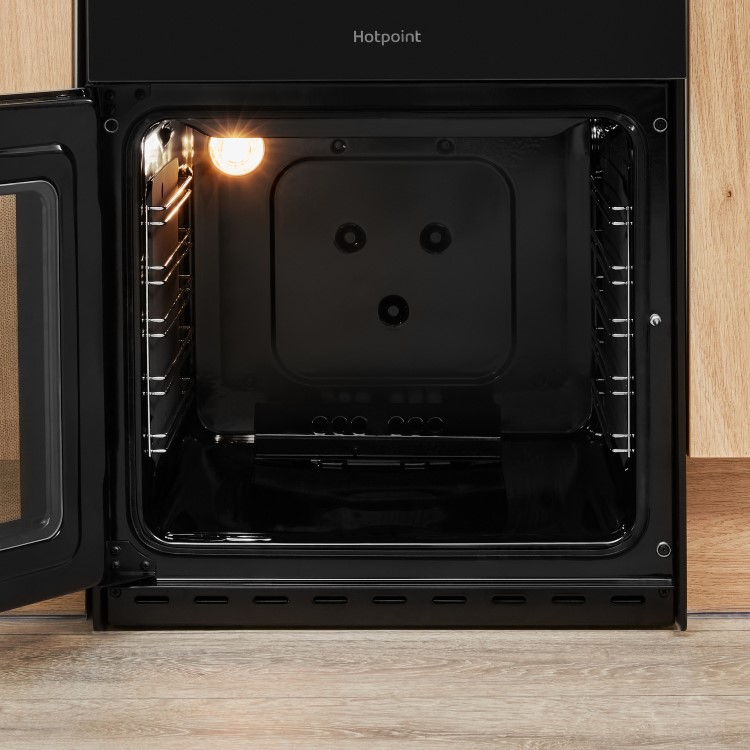 Hotpoint HD5G00CCBK 50cm Double Cavity Gas Cooker with Lid - Black
