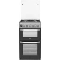 Hotpoint 50cm Double Cavity Gas Cooker with Lid - Silver