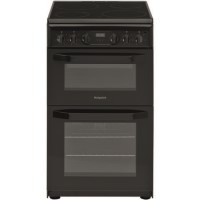 Refurbished Hotpoint HD5V93CCB 50cm Double Oven Electric Cooker With Ceramic Hob Black