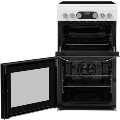 Refurbished Hotpoint HD5V93CCW 50cm Double Oven Electric Cooker with Ceramic Hob White