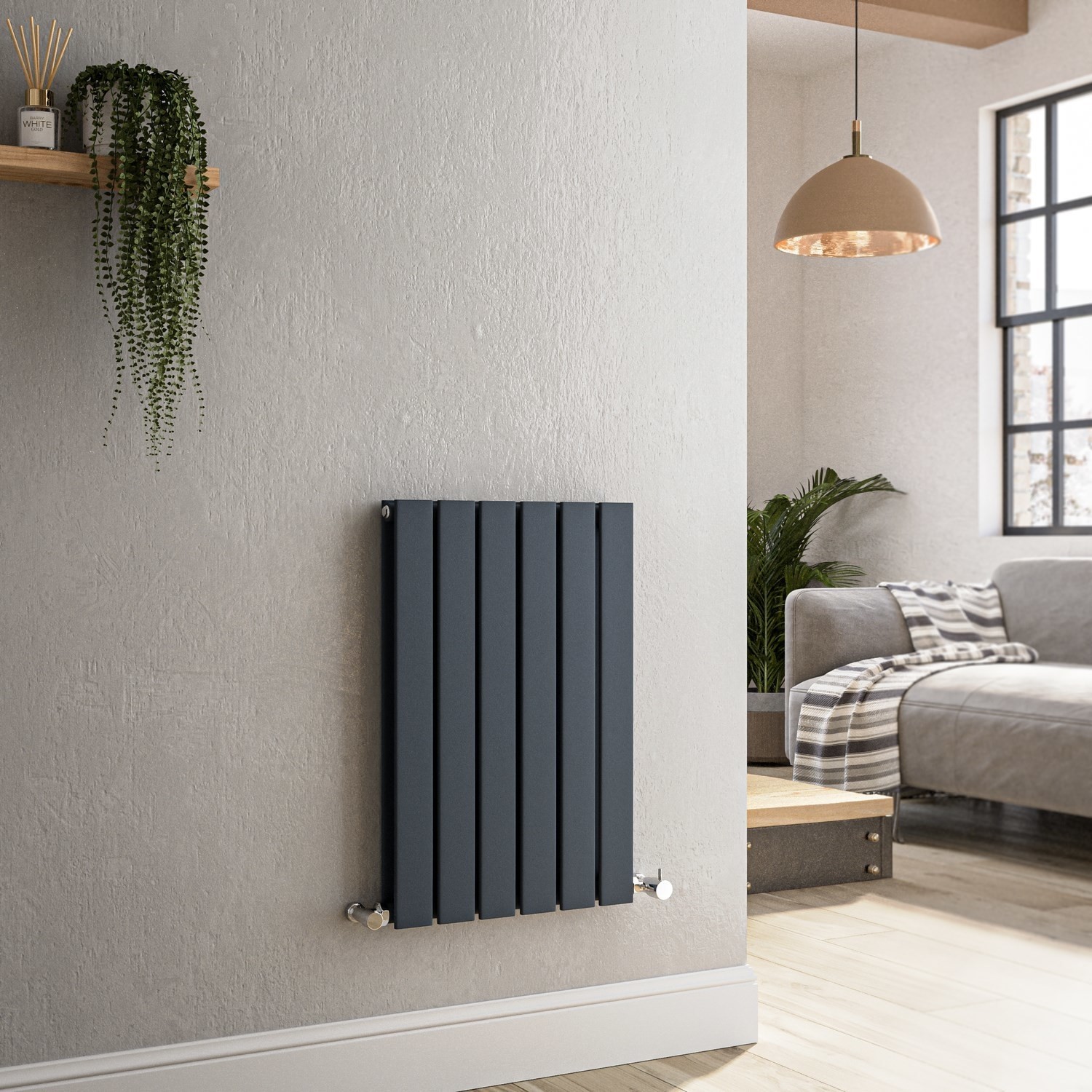 Riace  Horizontal Flat Designer Radiator 600X408mm Double Panel 1542 Btu HD6-600-DGCF
