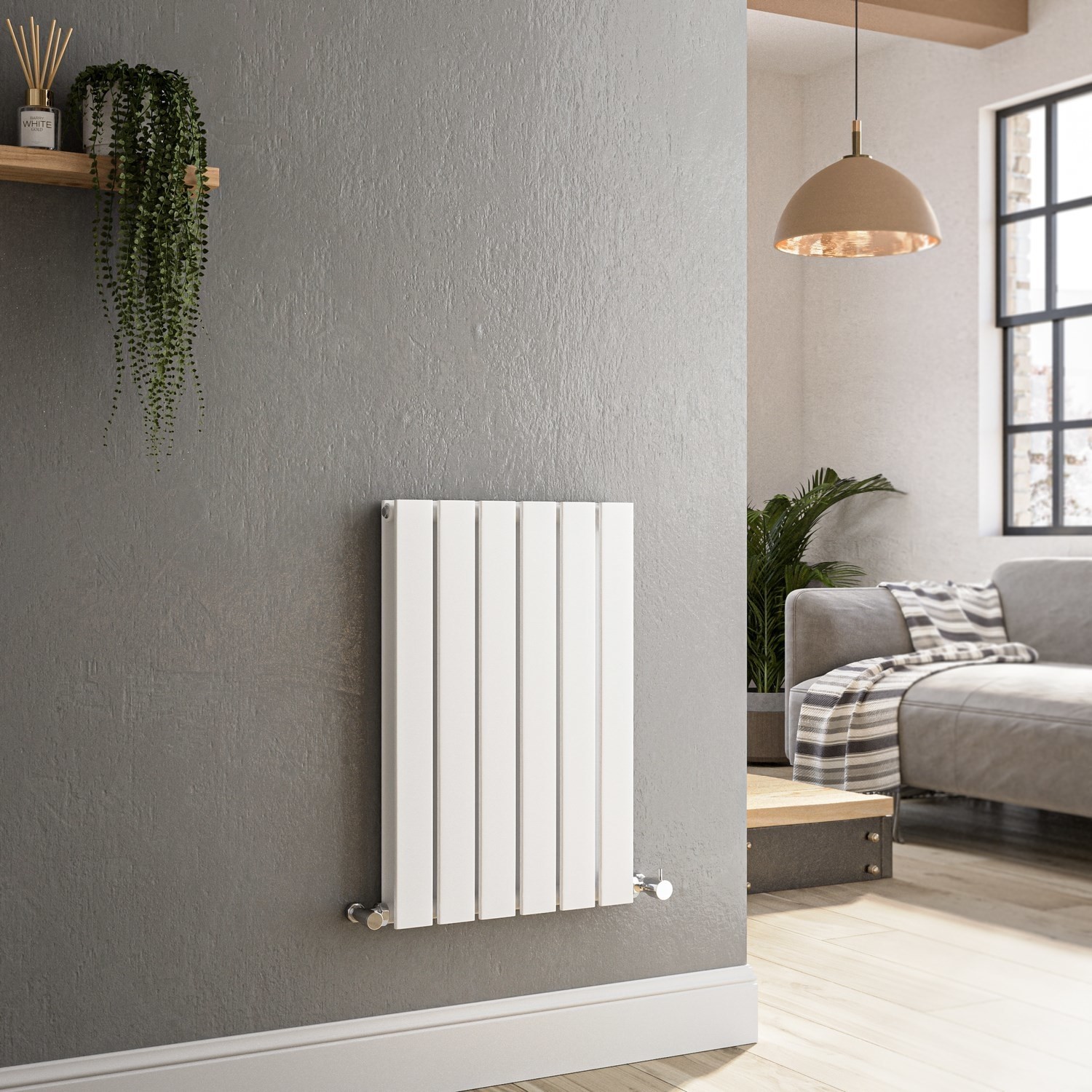 Riace  Horizontal Flat Designer Radiator 600X408mm Double Panel 1542 Btu HD6-600-WCF