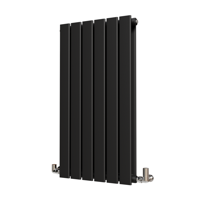 Riace Midnight Black Horizontal Flat Designer Radiator 800x408mm Double Panel 1978 BTU