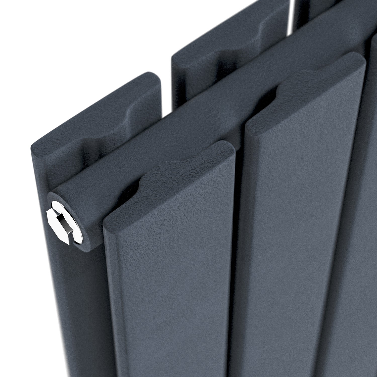 Riace Dark Grey Anthracite Anthracite Horizontal Flat Designer Radiator 600X612mm Double Panel 2313 Btu Size 61 - HD9-600-DGCF - Appliances Direct