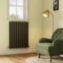 Riace Midnight Black Horizontal Flat Designer Radiator 800x612mm Double Panel 2970 BTU