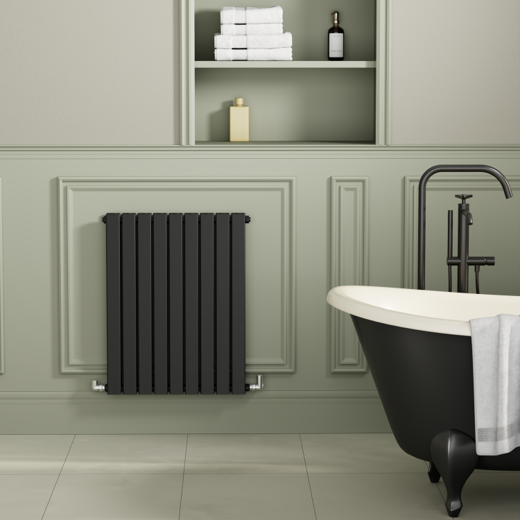 Riace Midnight Black Horizontal Flat Designer Radiator 800x612mm Double Panel 2970 BTU
