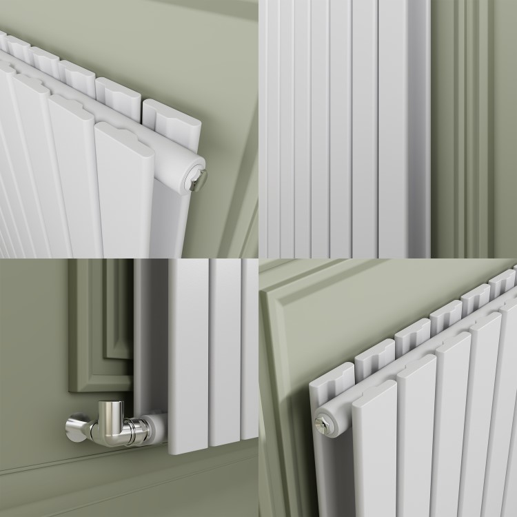 Riace White Horizontal Flat Designer Radiator 800x612mm Double Panel 2313 BTU