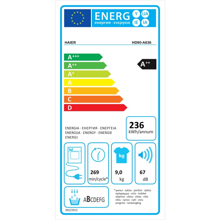Haier Haier 9kg Freestanding Heat Pump Tumble Dryer - White