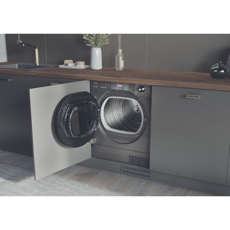 Haier Series 4 7kg Integrated Heat Pump Tumble Dryer - A++ Rated, Reverse Action - Graphite