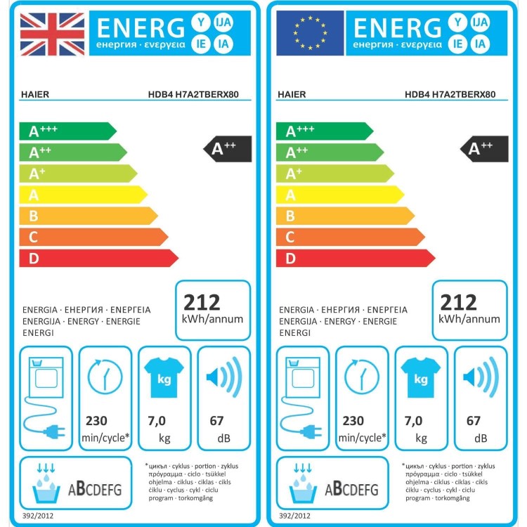 Haier Series 4 7kg Integrated Heat Pump Tumble Dryer - A++ Rated, Reverse Action - Graphite
