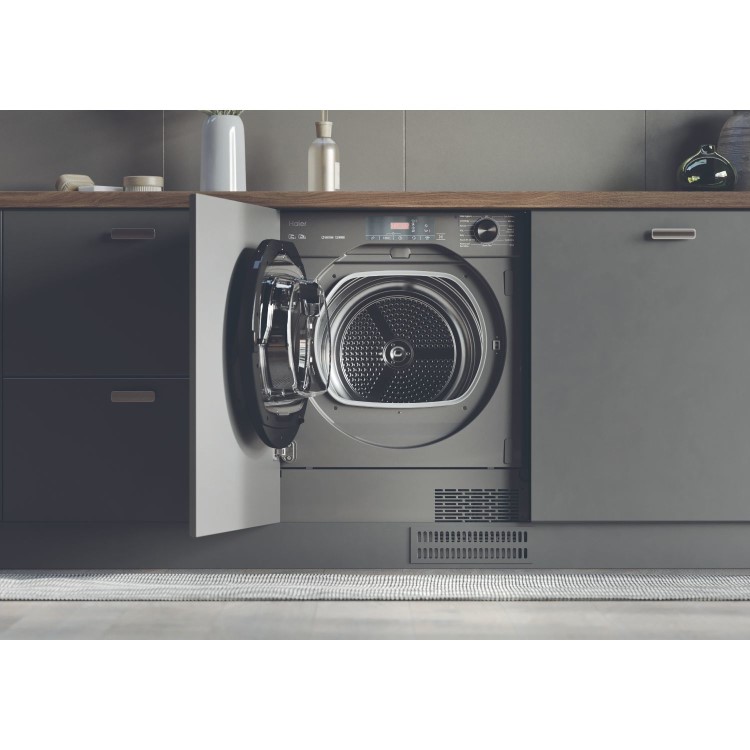 Haier Series 4 7kg Integrated Heat Pump Tumble Dryer - A++ Rated, Reverse Action - Graphite