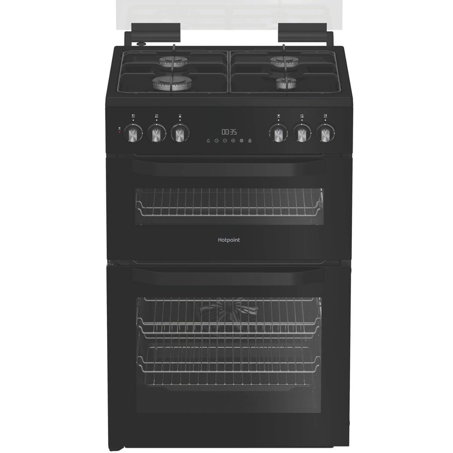 Hotpoint HDD6GDC2B1 60cm Double Oven Dual Fuel Cooker with Glass Lid i