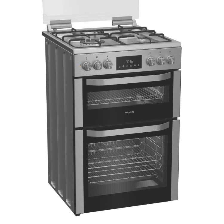 Hotpoint 60cm Dual Fuel Cooker - Stainless steel